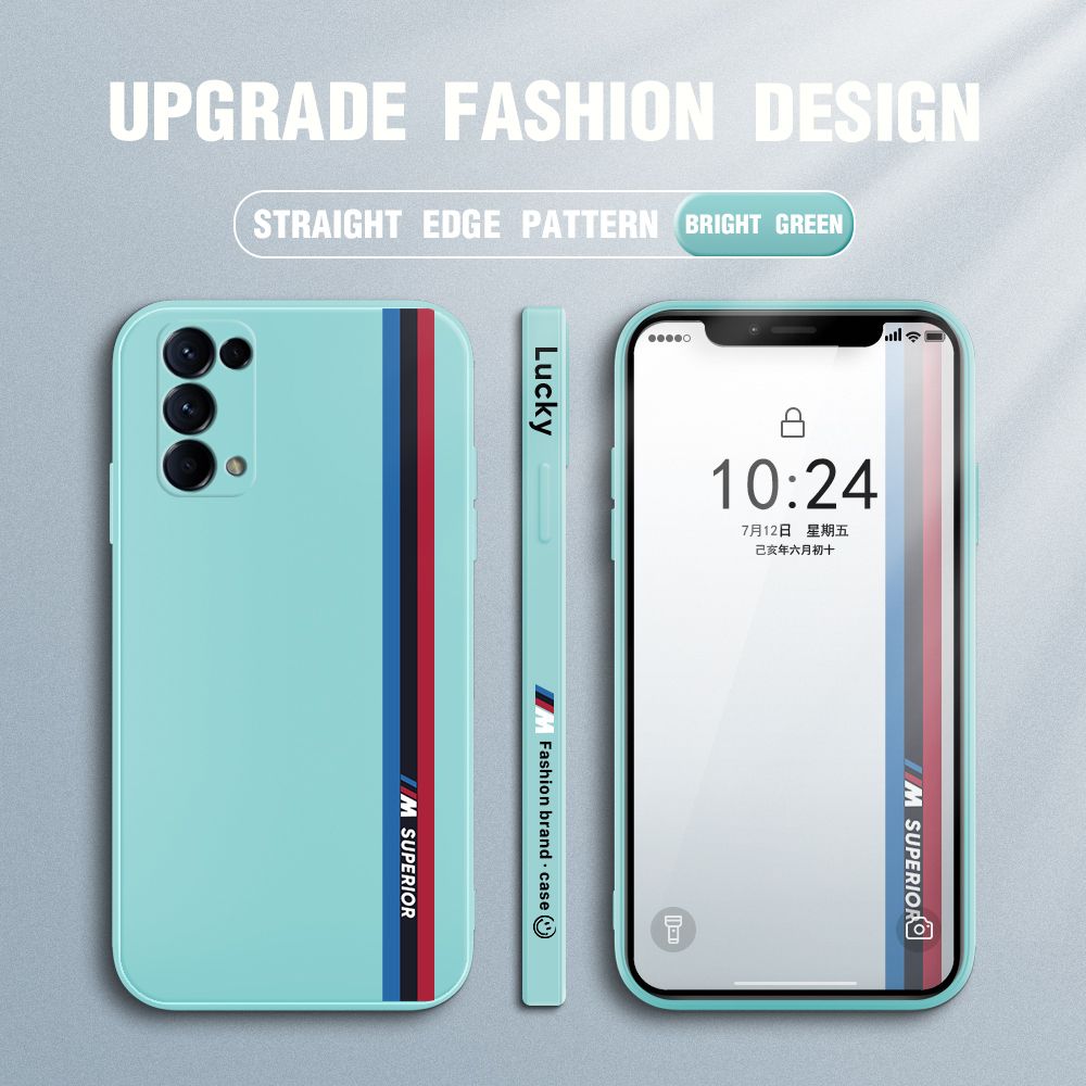 Jizetin for OPPO Reno5 4G / Reno 5 5G Back Cover Simple Graffiti Track Side Design Liquid Silicone Phone Case Soft Full Camera Protect Phone Cases