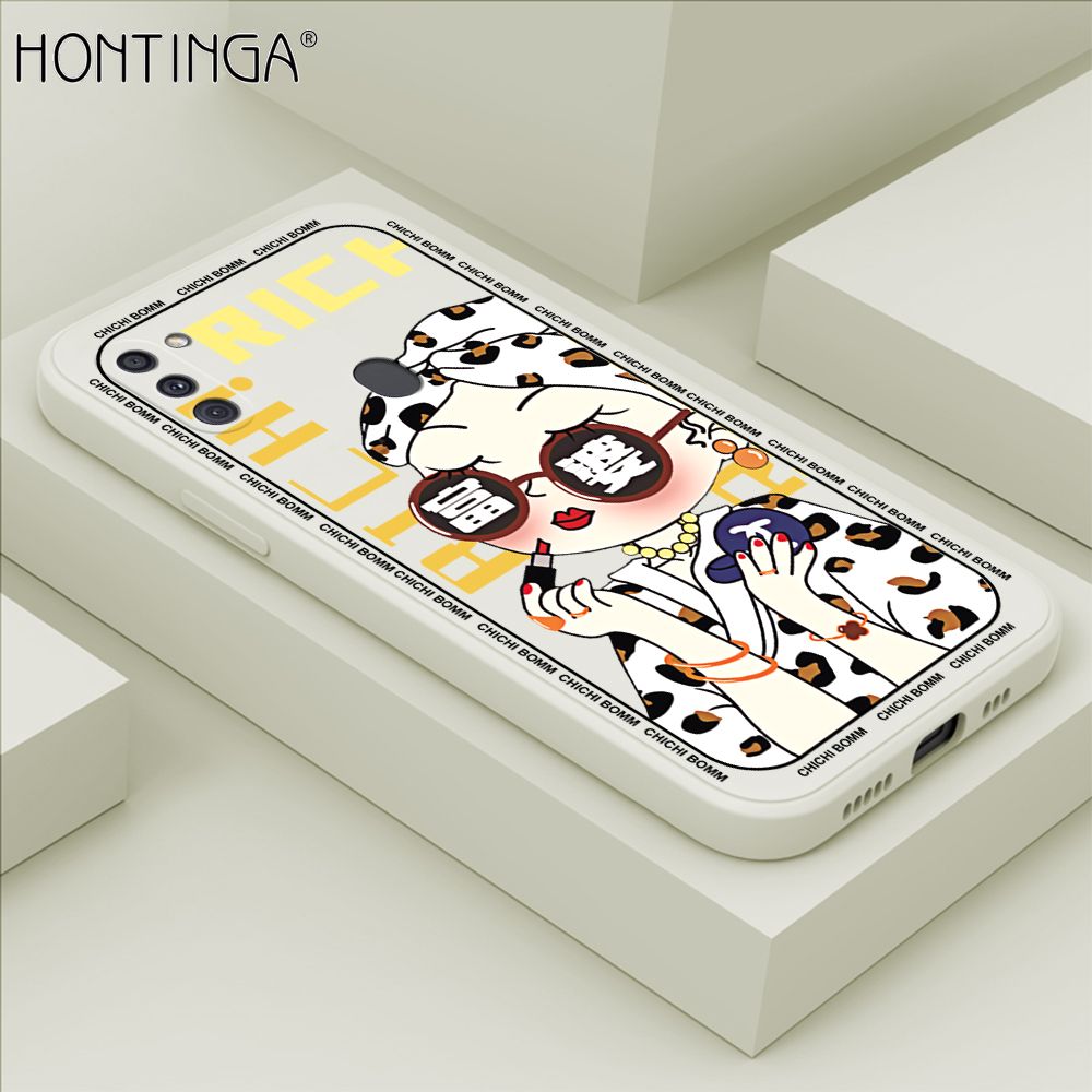 Hontinga for Samsung A11 Case Fashion Sunglasses Rich Girl Phone Case Phone Case Soft Square Edge Silicone Cases Full Lens Cover Shockproof Protection Cover
