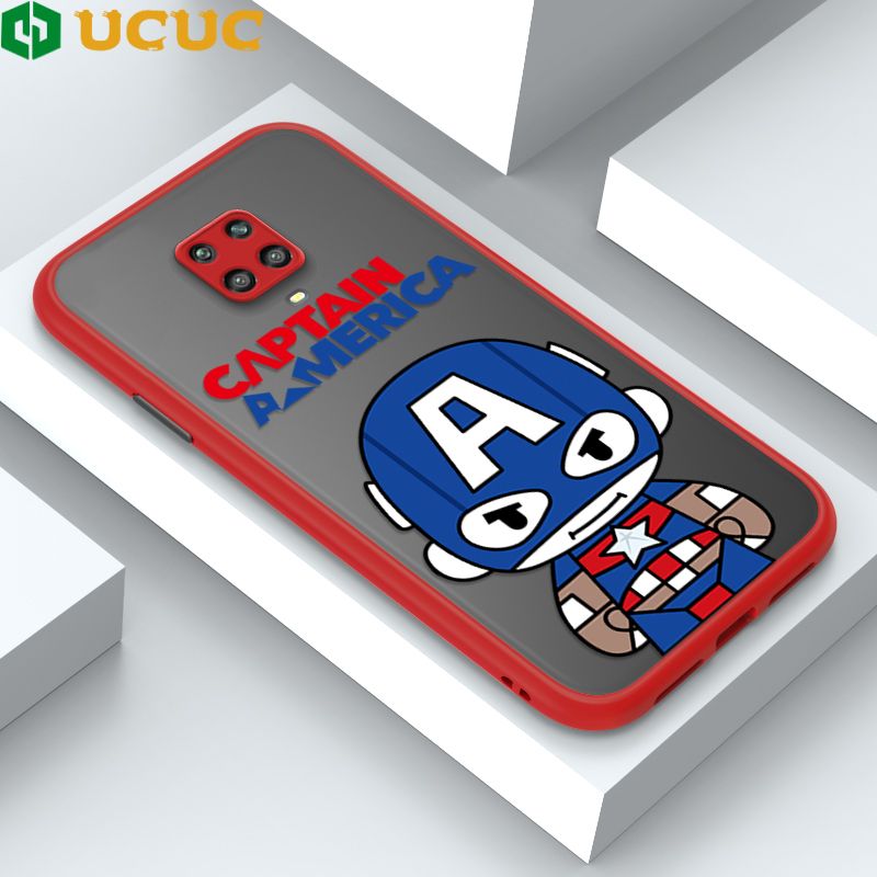 UCUC for Redmi Note 9S / Note 9 Pro / Note 9 Pro Max / Xiaomi Poco M2 Pro Back Cover Captain America Frosted Transparent Hard Phone Case Thin Shockproof Full Cover Camera Protect Case