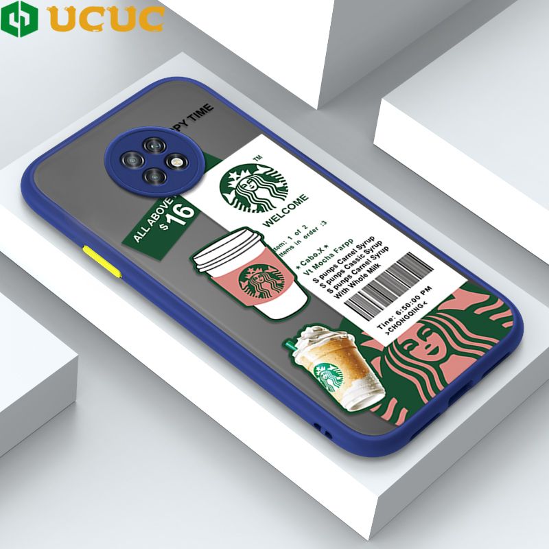 UCUC for Redmi Note 9T Back Cover Fashion Sticker Frosted Transparent Hard Phone Case Thin Shockproof Full Cover Camera Protect Case
