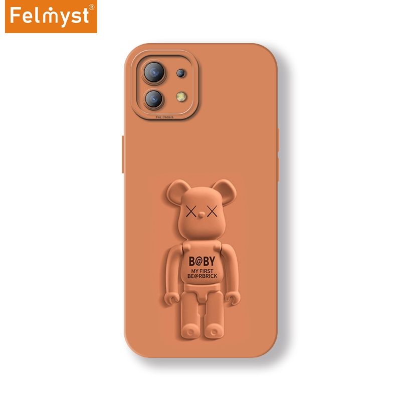 Bearbrick For Xiaomi Mi 11 Lite Back Mobile Phone Holder Case XX Be@rbrick Simple Luxury Mens Girls Liquid Silicone Protect Lens Shockproof Full Soft Cover
