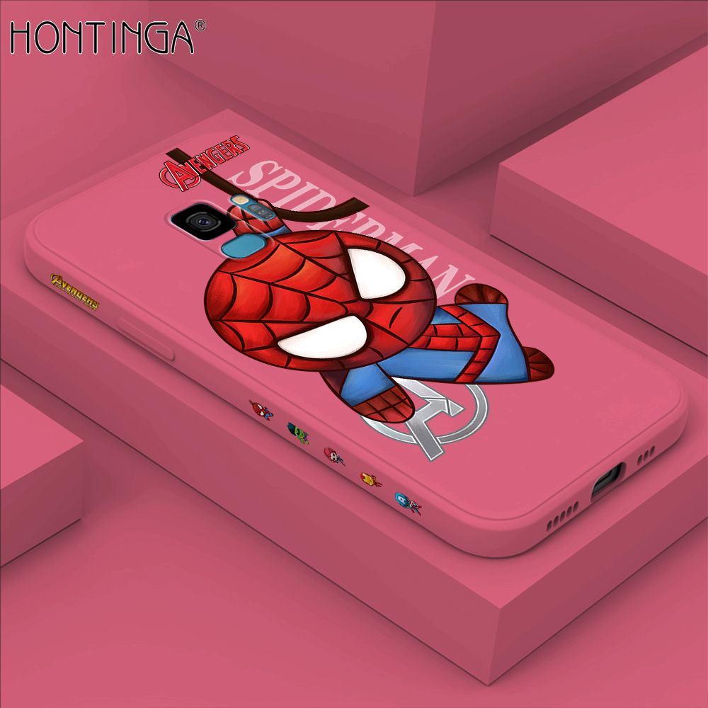 Hontinga for Samsung S9 Case Side Design Cartoon Little Spider Back Cover Soft Square Edge Pattern Liquid Silicone Trend Phone Cases