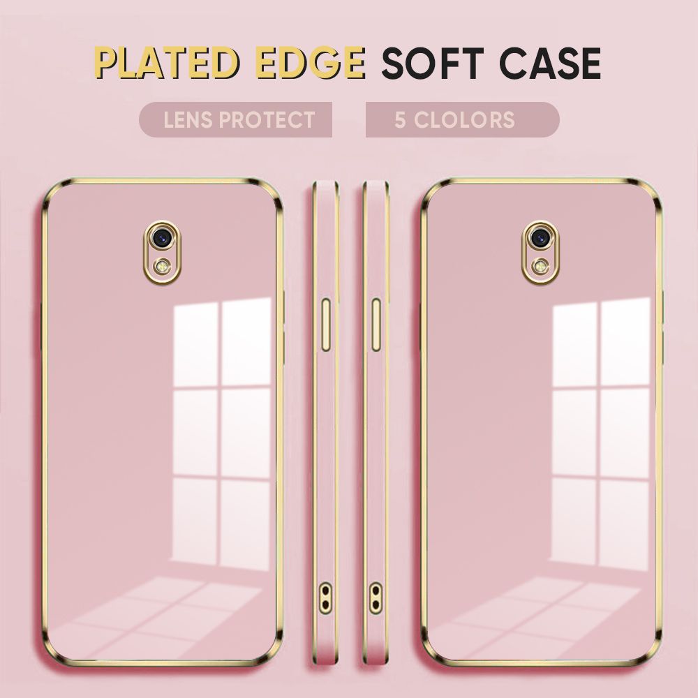 Luxury 6D Plating Case for Redmi 8A Back Cover Soft Silicone Square Frame Shiny Bling Phone Cases