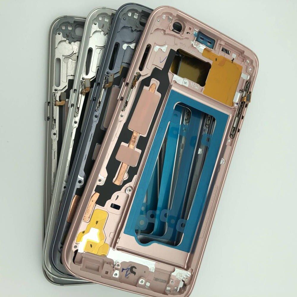 Brand Middle Frame Phone Back Cover For Samsung S7 edge LCD Repair PC Phone Case With Power Volume Button Phone Repair
