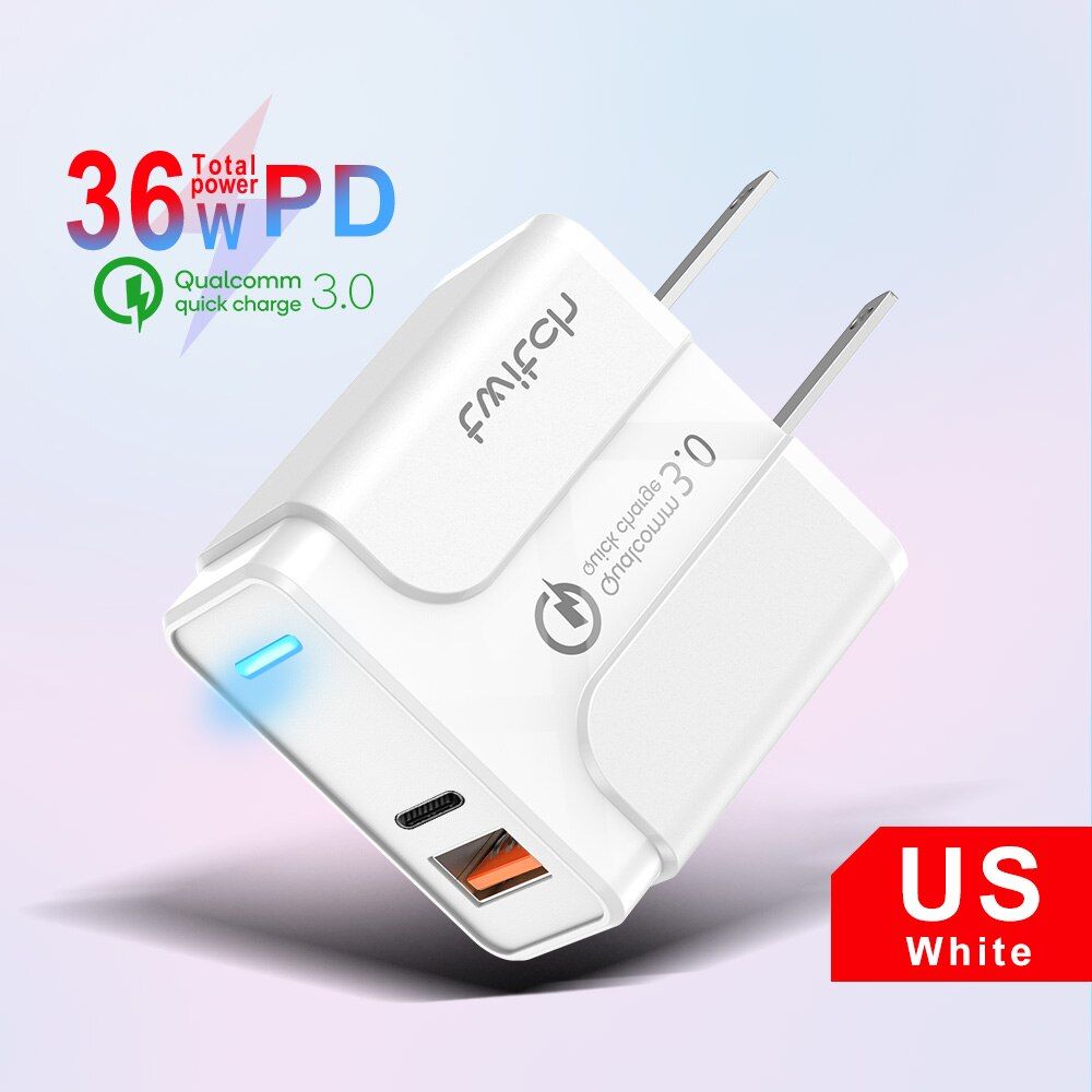 Twitch USB Charger PD 36W Fast Charger for iPhone X 8 Quick Charge 3.0 for Xiaomi Phone Charger for MacBook Pro Nintendo Switch