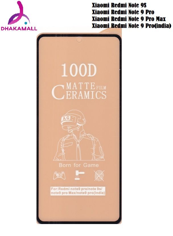 For Xiaomi Redmi Note 9 Pro Matte Ceramic Screen Protector Film Ceramics Soft Tempered Glass-Black Transparent