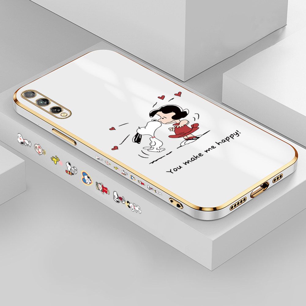 Jizetin (Free Lanyard) Huawei Y8P Case Cute Puppy Little Girl Luxury 6D Plating Soft Casing Silicone Ultra Thin Phone Cover
