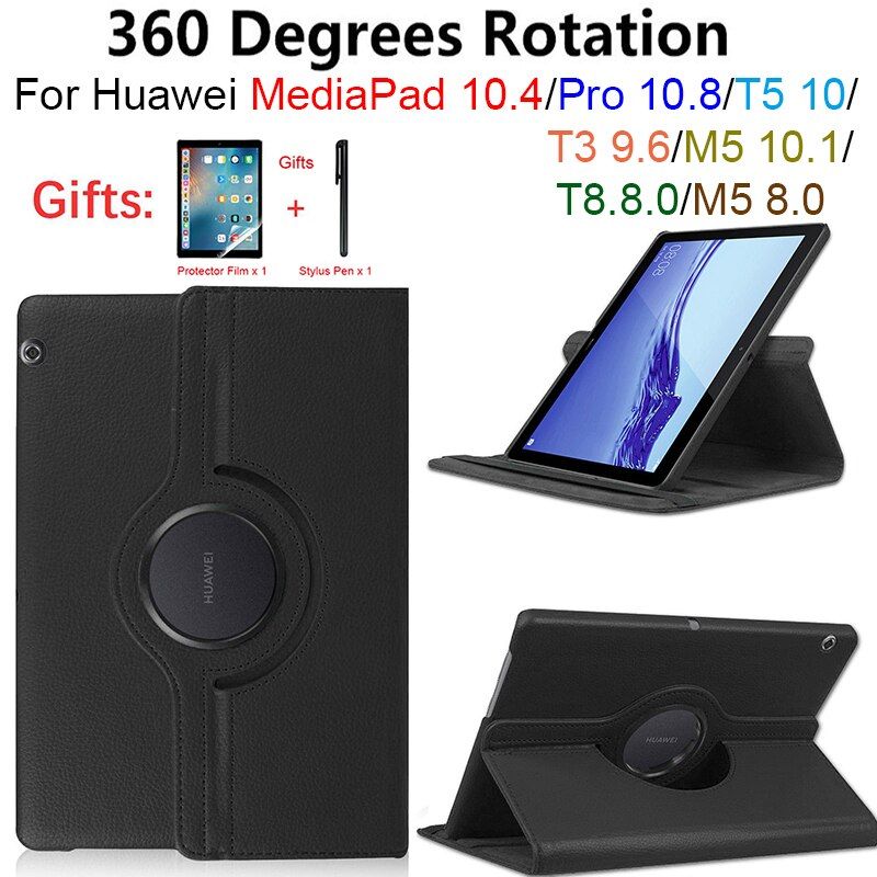 360 Rotating Case for Huawei MediaPad T5 10 T3 9.6  Stand Case for Huawei MatePad Pro 10.8 10.4 T8 T10 T10S 2020 Tablet Funda