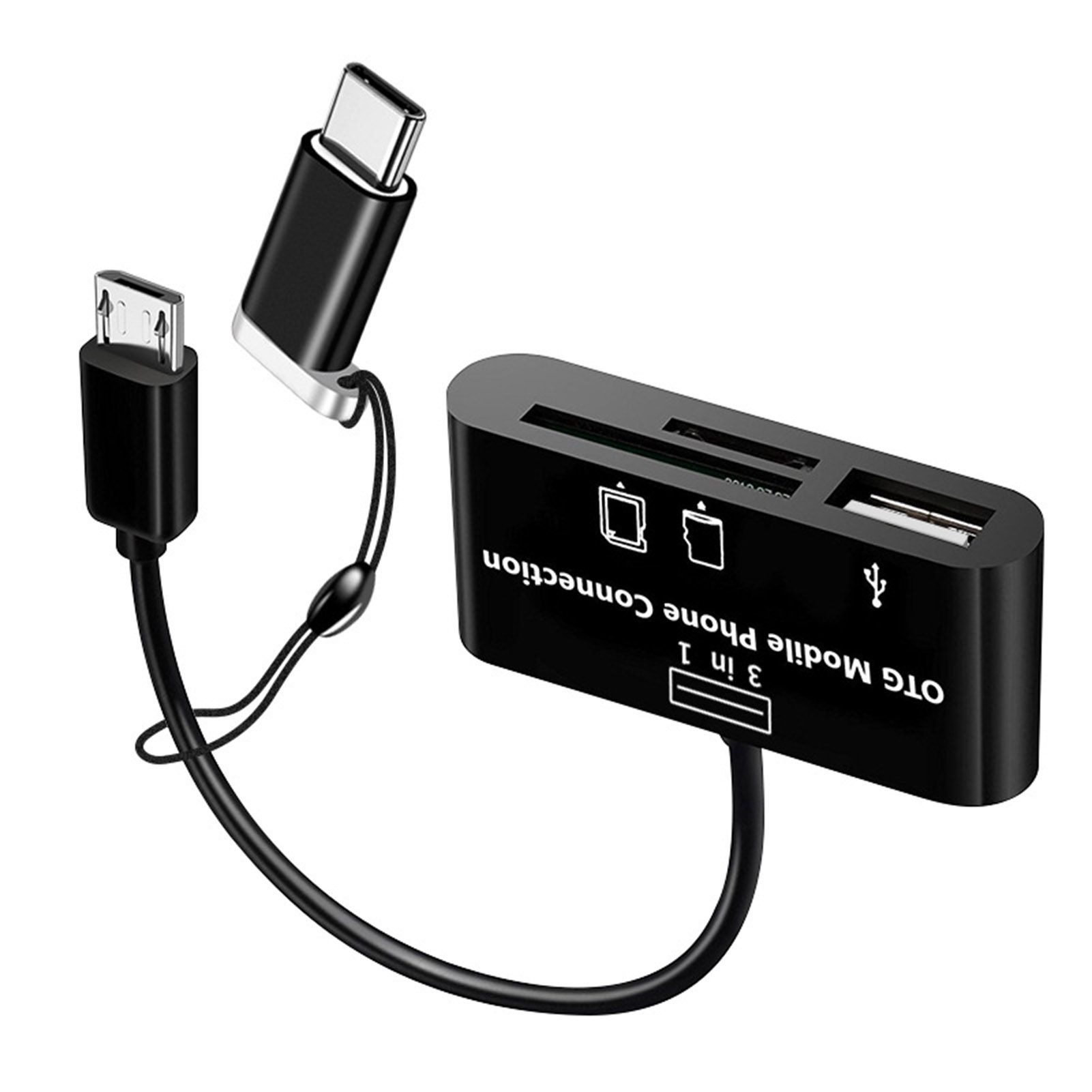 Card Reader Adapter Shockproof U Disk/Micro-SD/TF Card Reader