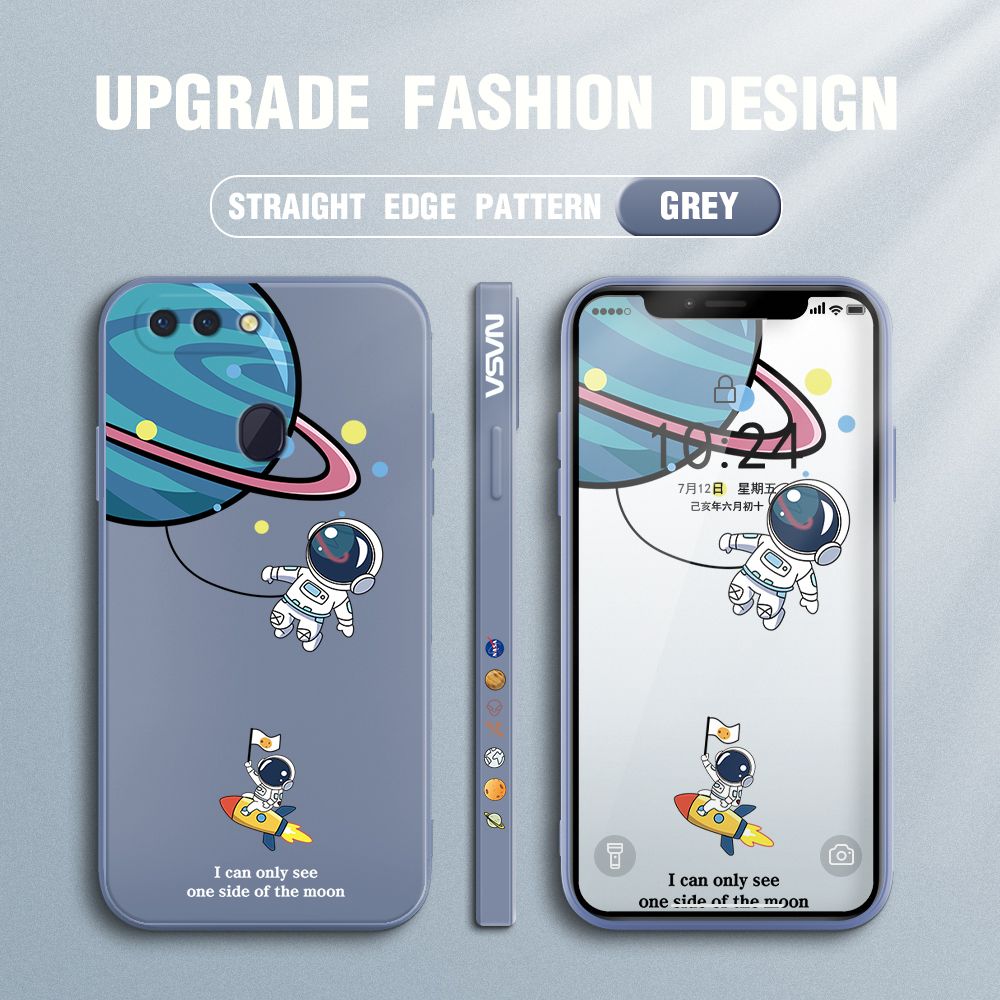 FHKL for OPPO R15 Pro Back Cover Cartoon Astronaut Side design Soft Case Multicolor Liquid Silicone Phone Cases