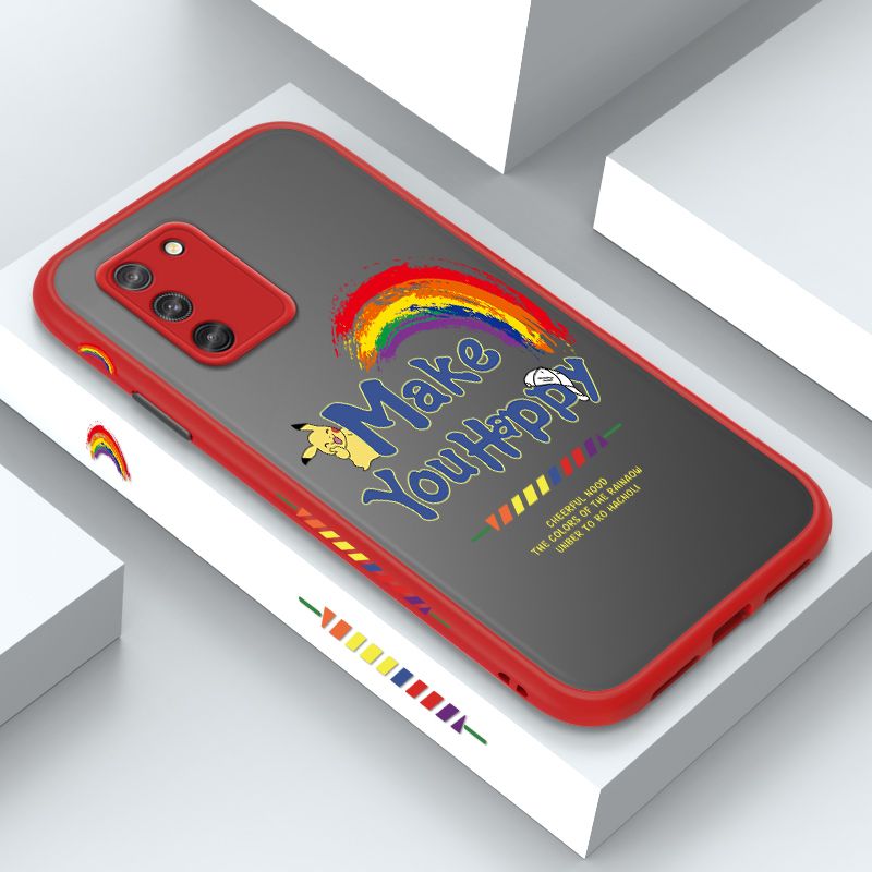 ZeroQiQi for Samsung S10 Lite Case Creative Cartoon Rainbow Pikachu Side Printing Cover Frosted Ultra Thin Protective Anti Fall Phone Case