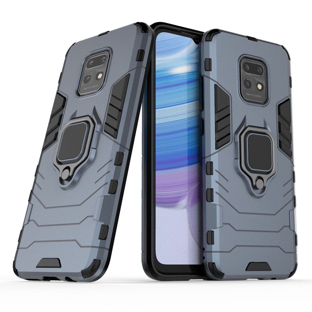 For Xiaomi Redmi 10X 5G Soft TPU + Rugged PC Dual-Combination Rotating Ring Bracket Protective Case Compatible