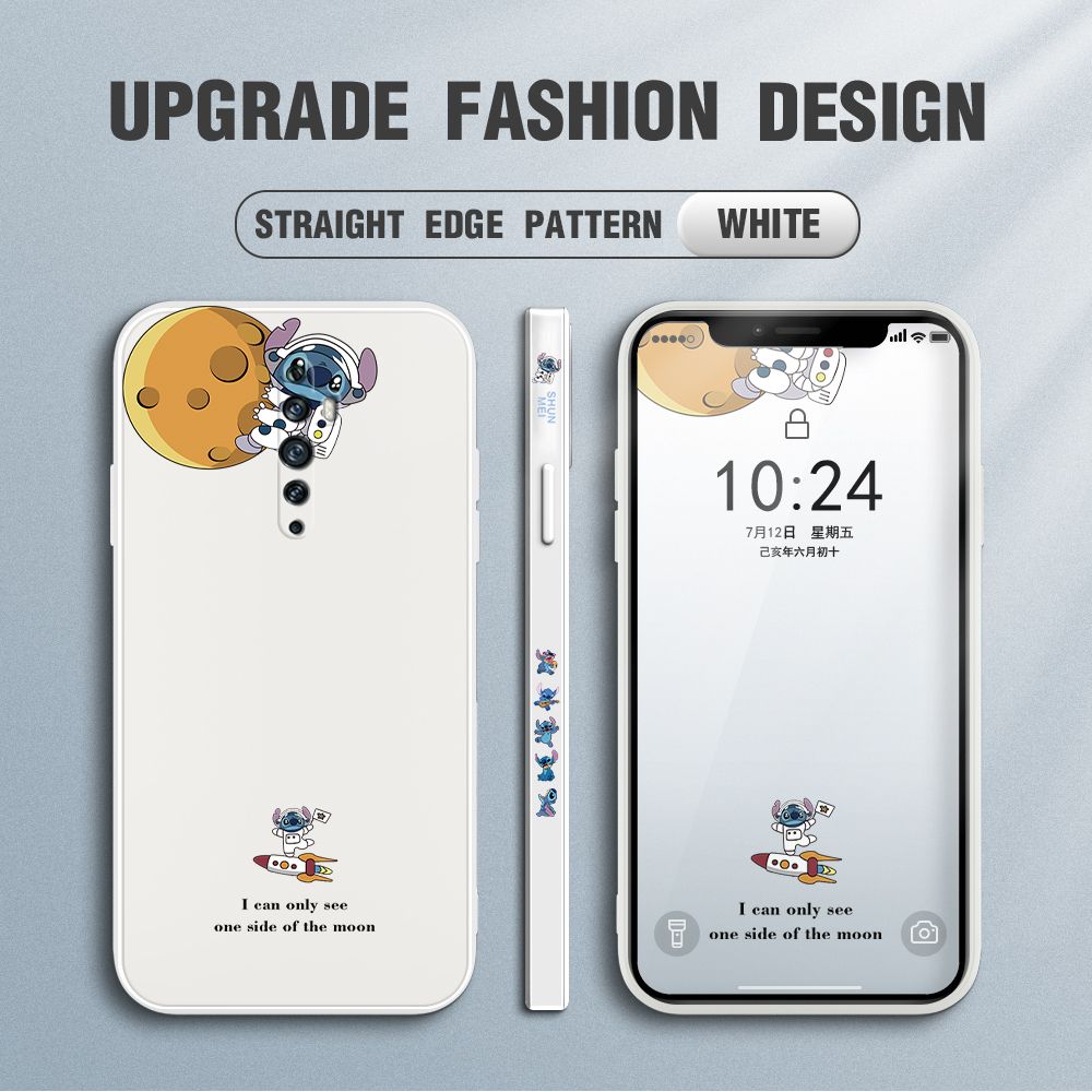 Jizetin for OPPO Reno2 F / Reno2 Z Case Side Design Phone Cover  Astronaut Stitch Cover Square Edge Pattern Liquid Silicone Trend Case