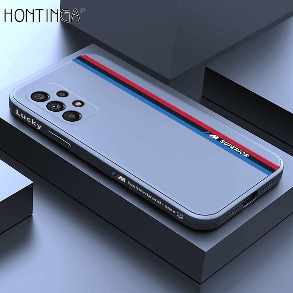 Hontinga for Samsung Galaxy A73 5G Back Cover Fashion Racing Side Design Case Square Edge Liquid Silicone Phone Case