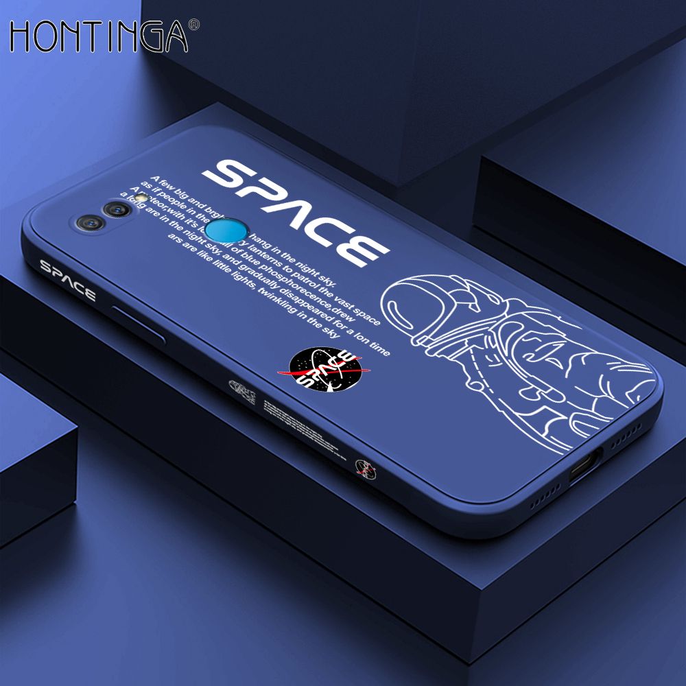 Hontinga for OPPO A5S A12 A7 A12S Back Cover Cool Astronaut Pattern Case Soft Square Edge Liquid Silicone Phone Cases
