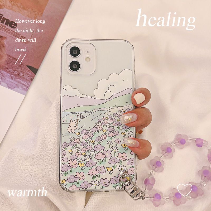 Purple Flower Pattern Case Soft Silicone Cover Mobile Phone Case