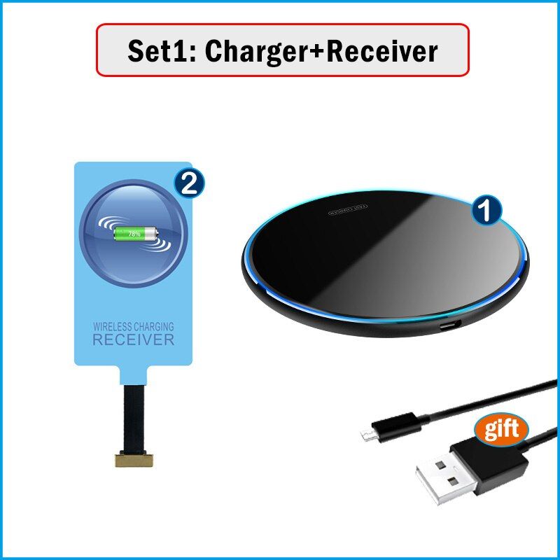 Qi Wireless Charger & Receiver for Samsung Galaxy M01 M02 M10 A01 A02 A10 A6 A7 A6+ 2018 Wireless Charging Micro USB Adapter