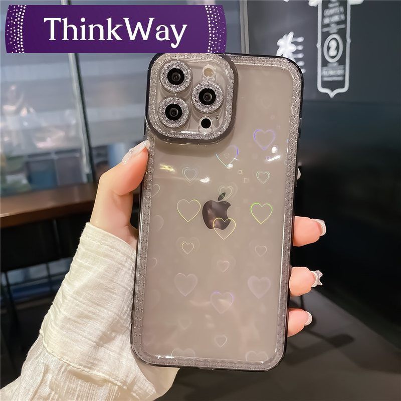 Luxury Flash Diamond Laser Love Case For iPhone 13 12 11 Pro Max XR X XS 7 8 Plus SE Shockproof Clear Soft Cover Lens Protection
