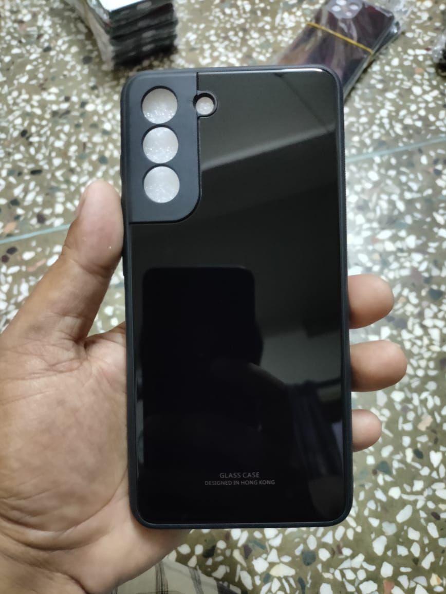 Samsung galaxy s21 plus "হং কং ডিজাইন" স্ক্র্যাচপ্রুফ টেম্পার্ড গ্লাস কভার কেস