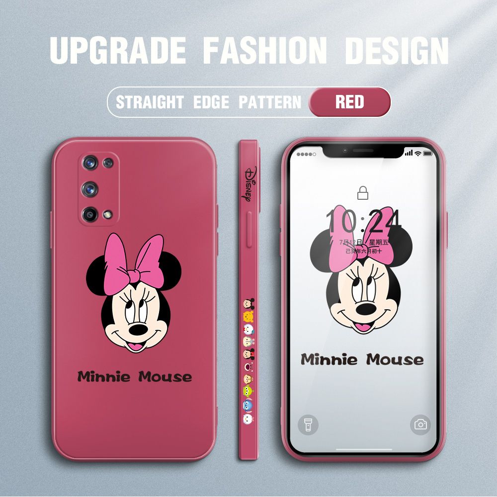 Jizetin for Realme X7 Pro / X7 Pro 5G Case Minnie Mickey Mouse Design Side Design Phone Case Square Edge Pattern Liquid Silicone Cases Full Cover Camera Shockproof Protective Case