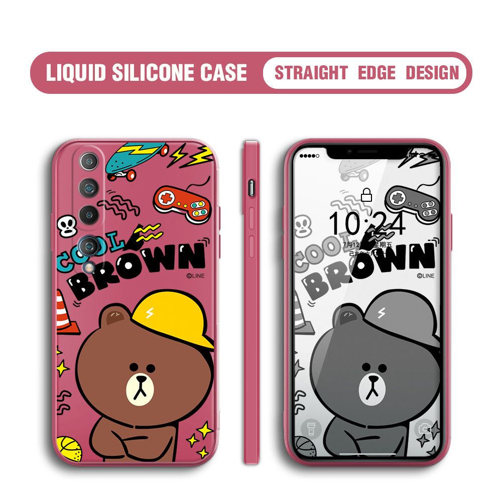 BILI for Xiaomi 10 Back Cover Cool Gaming Brown Bear  Multicolor Liquid Silicone Phone Case Soft Square Lens Protection Phone Cases