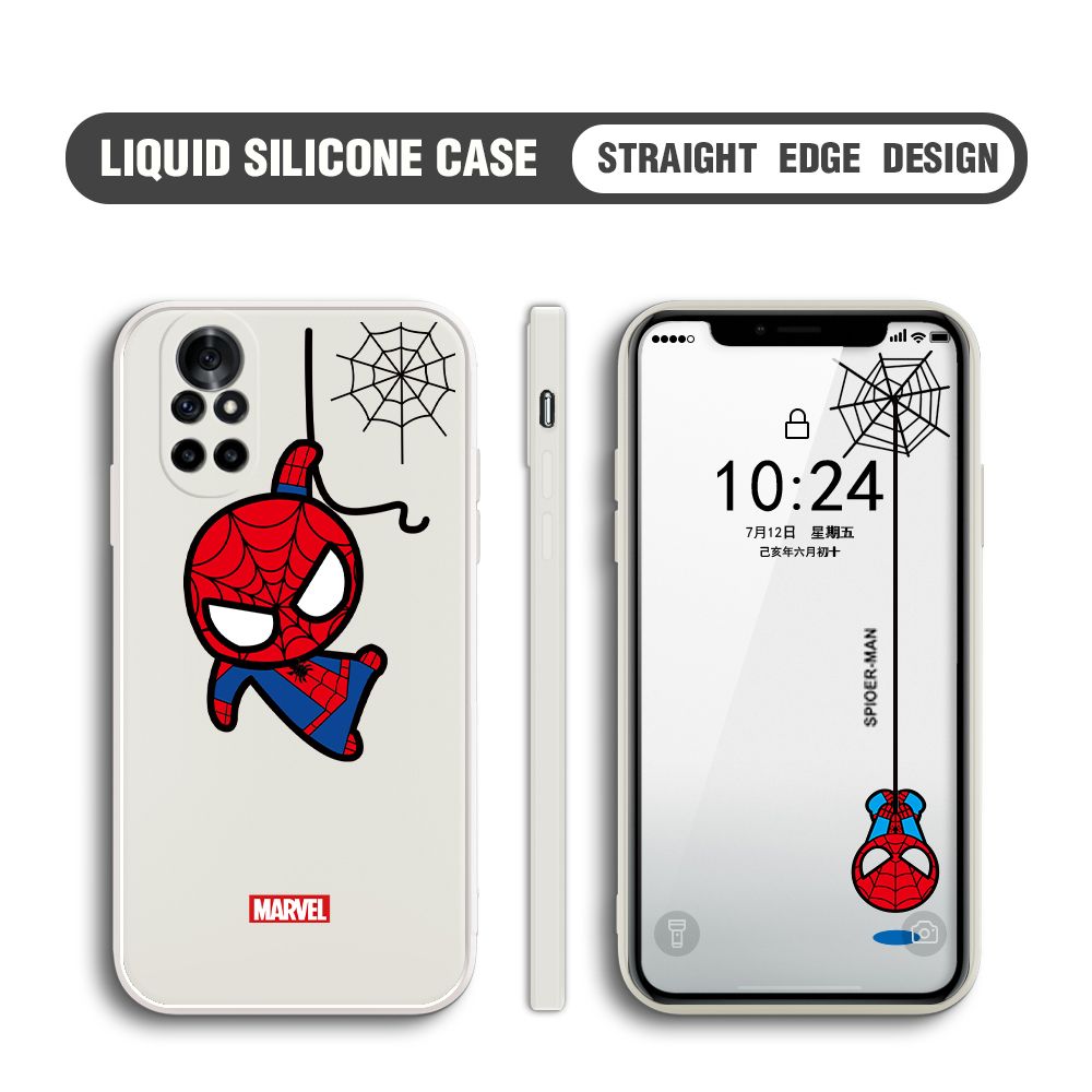 BILI for Huawei Nova 8 Pro Back Cover Little Spiderman Multicolor Liquid Silicone Phone Case Soft Square Lens Protection Phone Cases