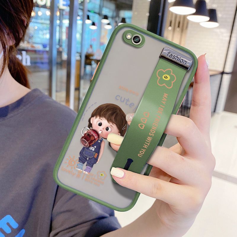 UCUC for Xiaomi Redmi 5A Wrist Strap Case Girl Drinking Cola Wristband Printing Cover Shockproof Ultra Thin Phone Case