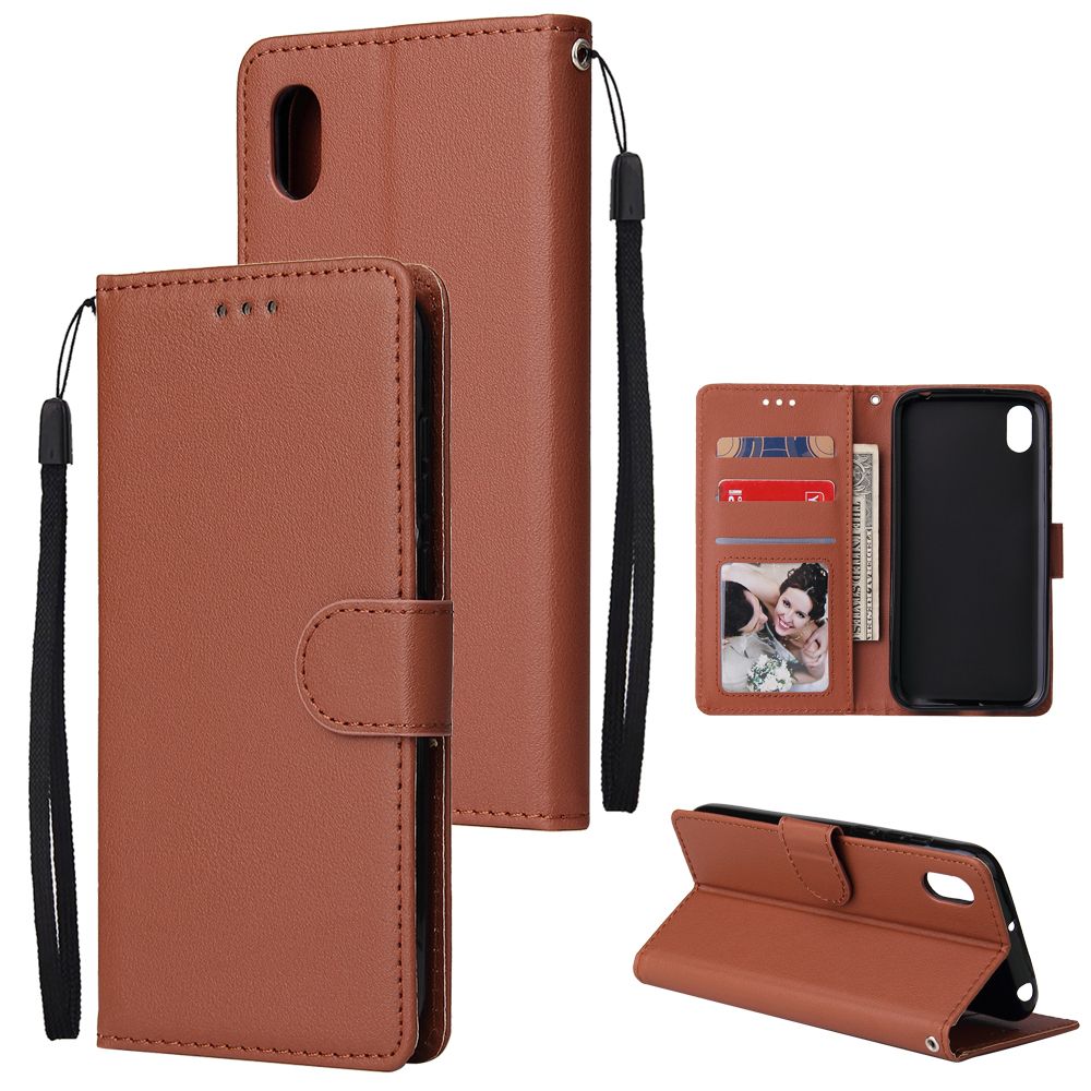 For HUAWEI 3i/Y5 2019 PU Leather Protective Phone Case with 3 Cards Slots Bracket Style