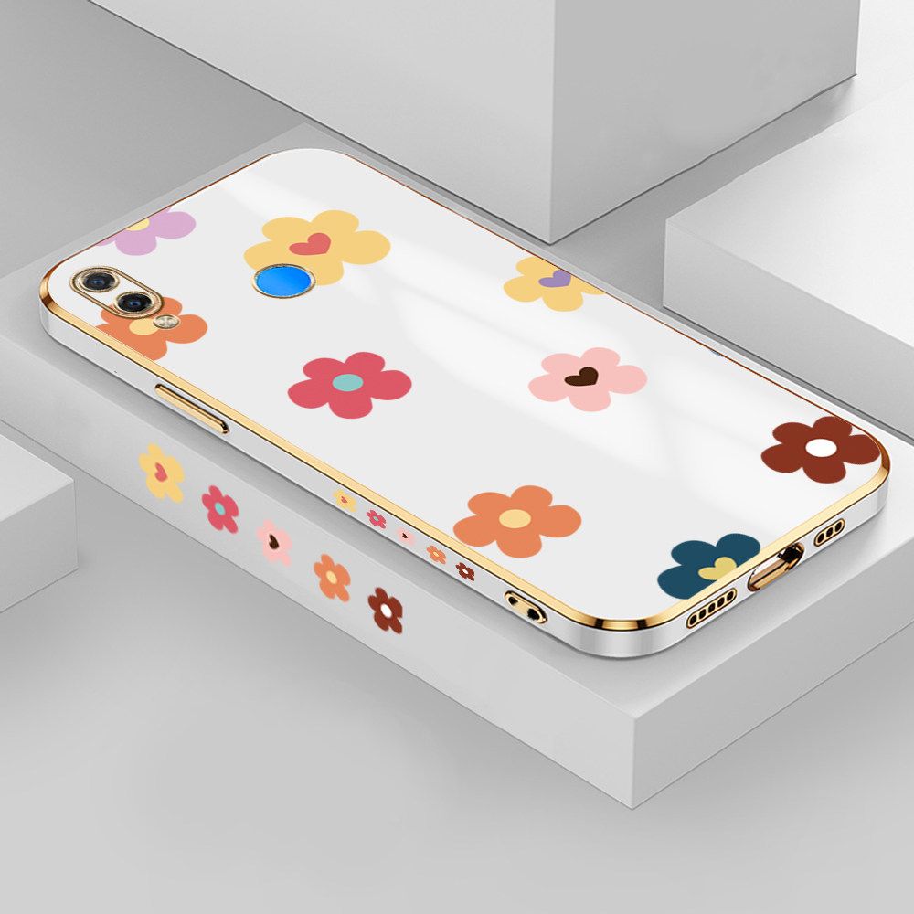 Jizetin (Free Lanyard) Huawei Nova 3i Case INS Style Flower Luxury 6D Plating Soft Casing Silicone Ultra Thin Phone Cover