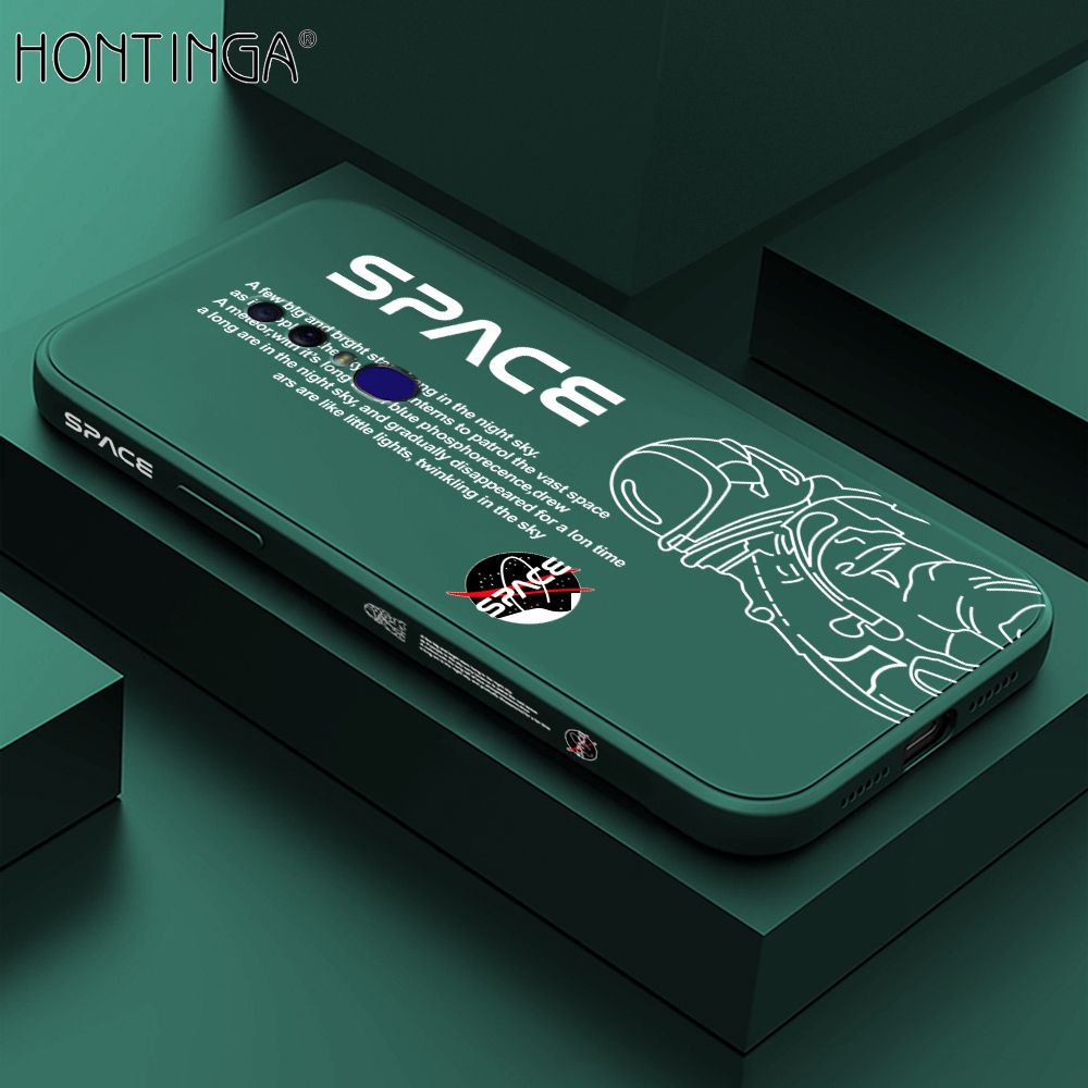 Hontinga for OPPO F11 Back Cover Cool Astronaut Pattern Case Soft Square Edge Liquid Silicone Phone Cases
