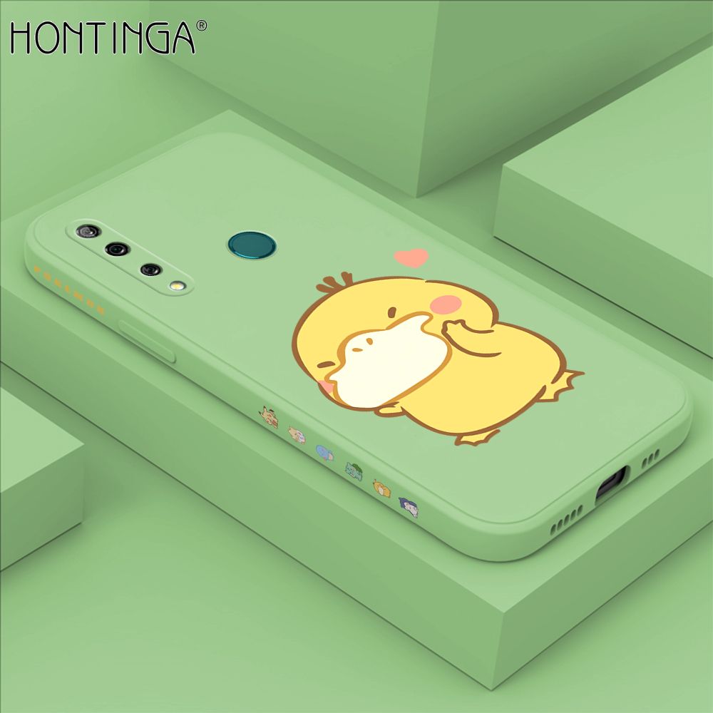 Hontinga for Huawei Y9 Prime 2019 Case Side Design Trendy Cartoon Sign Back Cover Soft Square Edge Pattern Liquid Silicone Phone Cases