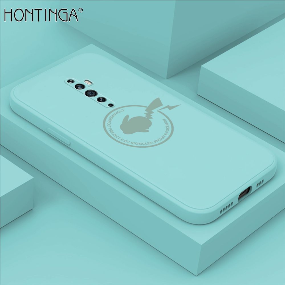 Hontinga for OPPO Reno 2 Case Cartoon Pikachu Pokemon Phone Case Liquid Silicone Casing Full Cover Camera Shockproof Protective Case