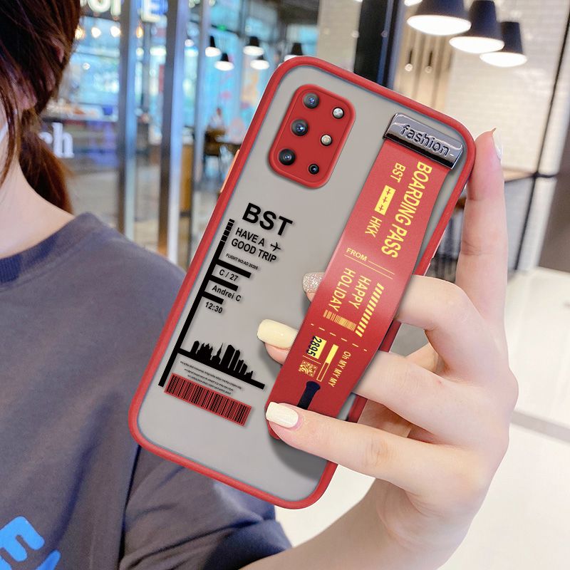 UCUC for Oneplus 8T Wrist Strap Case Creative Printing City Landscape Wristband Printing Cover Shockproof Frosted Phone Case