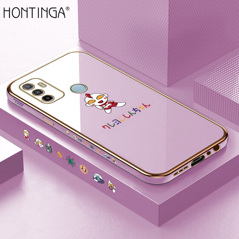 Hontinga for OPPO A33 2020 Case Luxury 6D Plating Soft Casing Silicone Square Frame Phone Cover Shiny Bling Side Print Cartoon Childhood Memories Cases