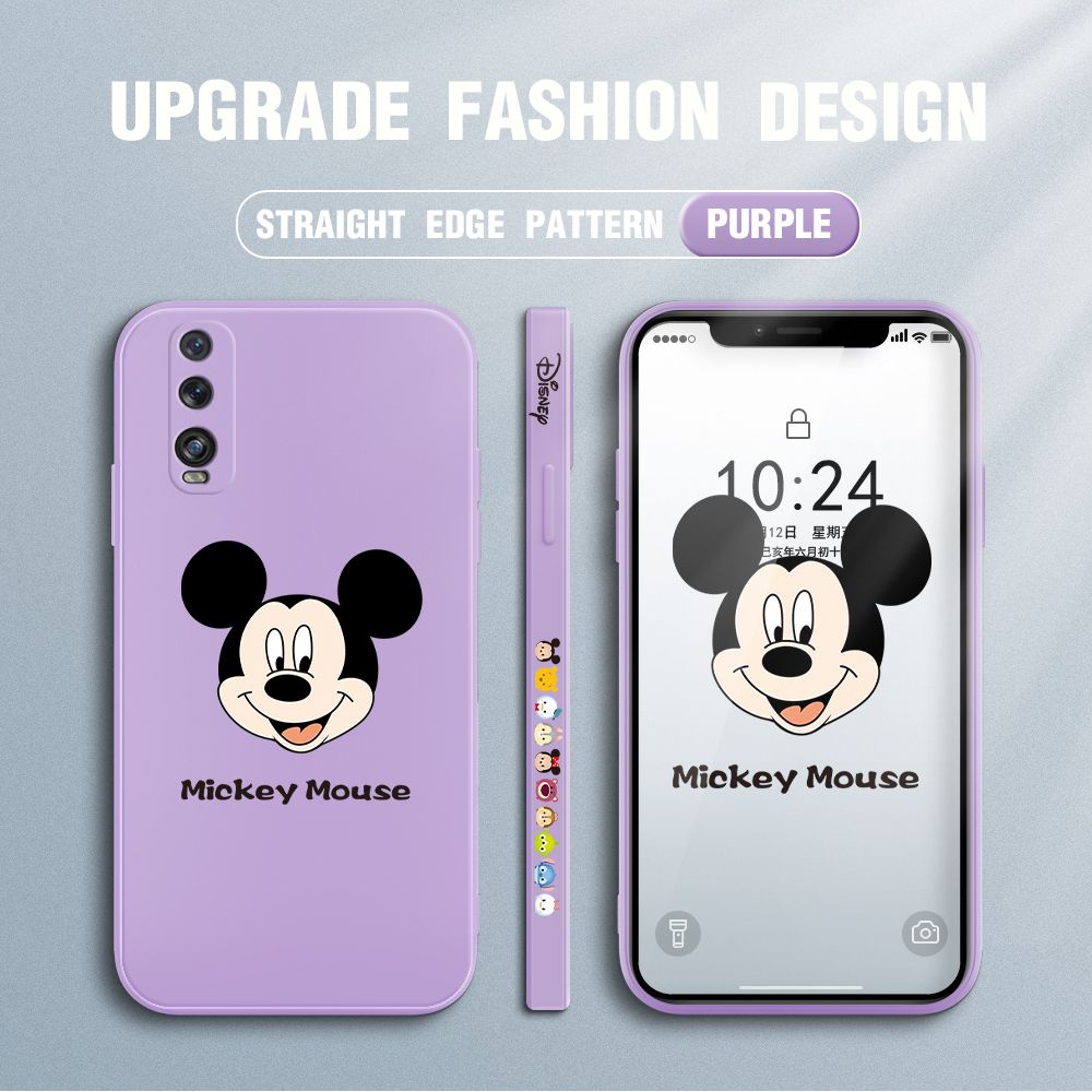 Jizetin for OPPO Find X2 Case Creative Cartoon Mouse Avatar Side Design Phone Case Square Edge Pattern Liquid Silicone Cases Full Cover Camera Shockproof Protective Case