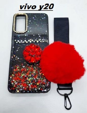 Vivo y20 Ladies cover + Pop Up Socket + Pom Pom Back Cover