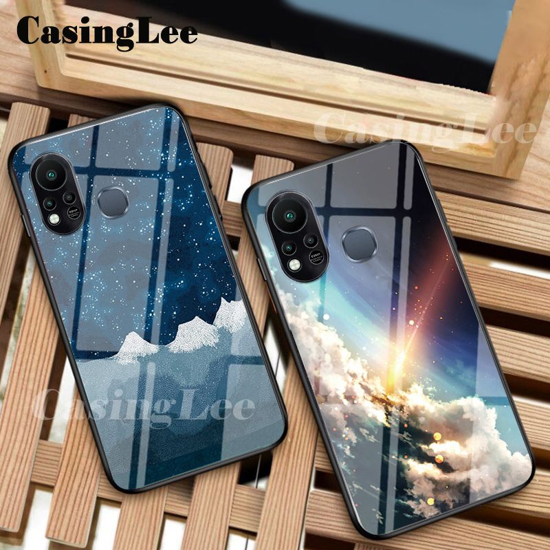 Casinglee For Infinix Hot 11S Case Couple Starry Moon Glass Protector Meteor Start Back cover for Infinix Hot 11S Hot 11S Phone cases Cover For girls and Boys