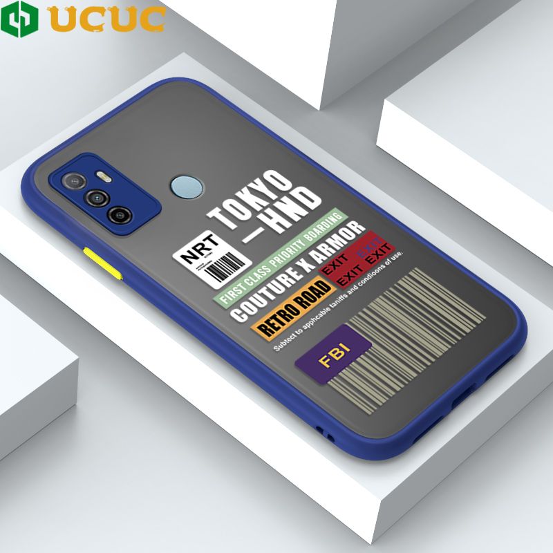 UCUC for OPPO A53 2020 / A33 2020 Back Cover FBI Sticker Frosted Transparent Hard Phone Case Thin Shockproof Full Cover Camera Protect Case