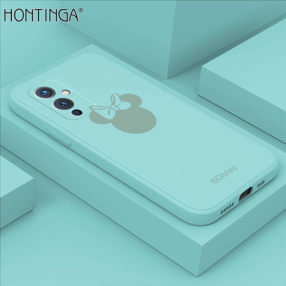 Hontinga for OnePlus 9 Case Cartoon Mouse Phone Case Soft Square Edge Silicone Cases Full Lens Cover Shockproof Protection Cover