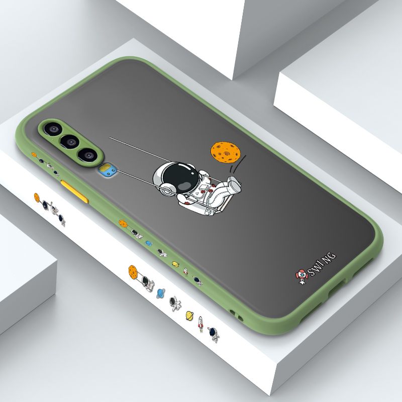 ZeroQiQi for Huawei P30 Case Astronaut Swinging Side Printing Cover Frosted Ultra Thin Protective Anti Fall Phone Case