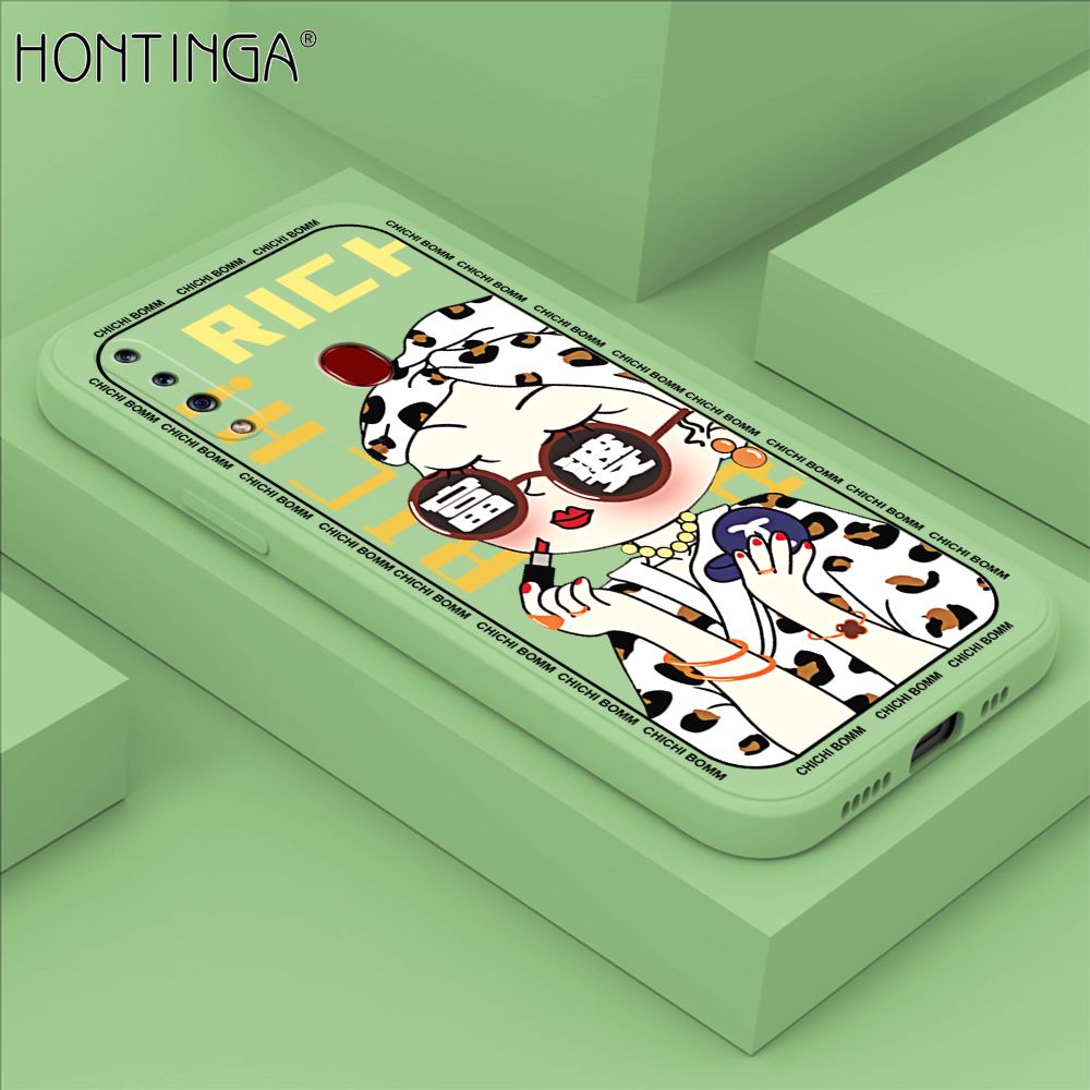 Hontinga for Samsung A20S Case Fashion Sunglasses Rich Girl Phone Case Phone Case Soft Square Edge Silicone Cases Full Lens Cover Shockproof Protection Cover