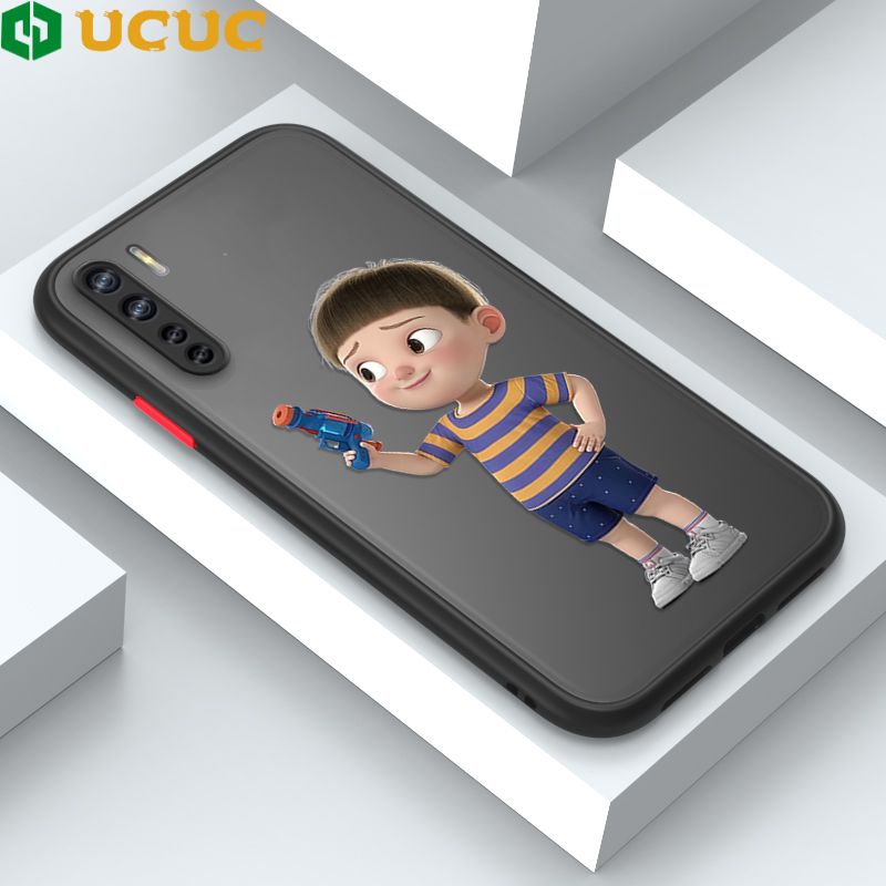 UCUC for OPPO F15 / A91 / Reno3 Back Cover Naughty Little boy Frosted Transparent Hard Phone Case Thin Shockproof Full Cover Camera Protect Case