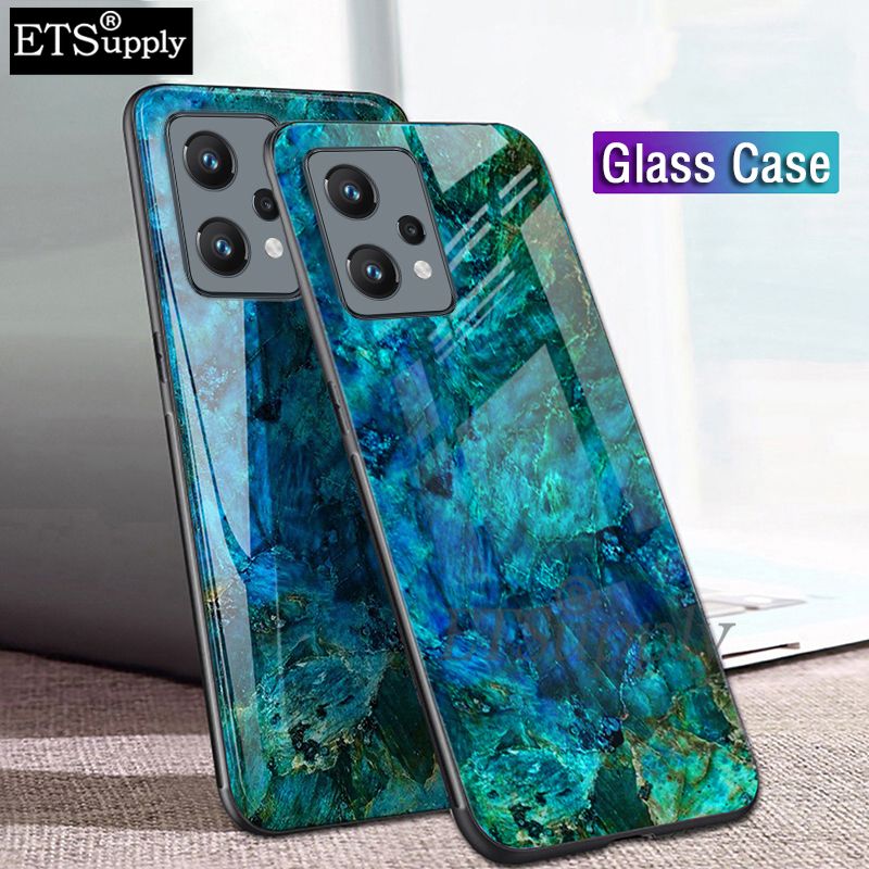 Phone Case Realme 9 Cover Tempered Glass Protect Case Soft Bumper Marble Cover for Realme9 Cases 2022