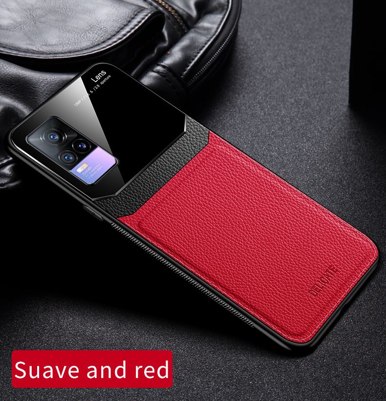 iCaseCover for VIVO V21 5G Soft Case Hybrid TPU Leather Tempered Glass Shockproof Back Cover