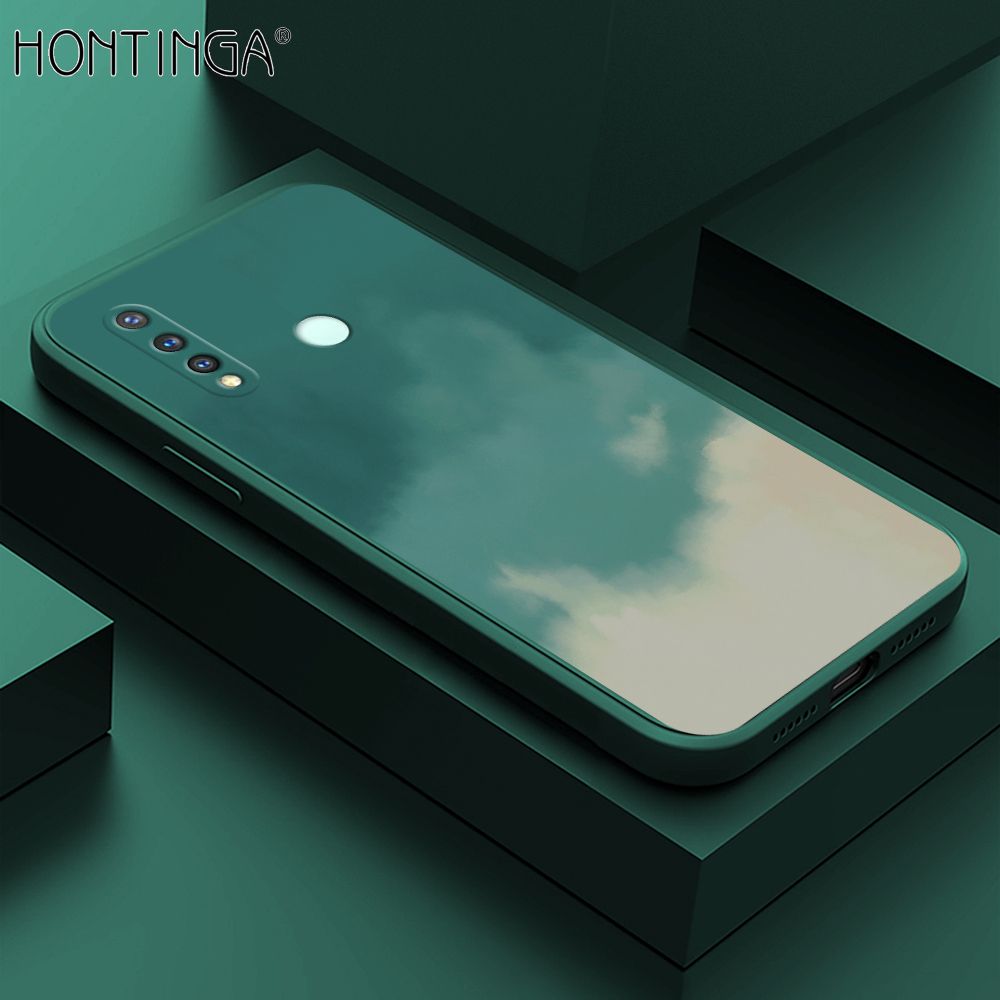 Hontinga for Vivo Y19 Case Watercolor Gradient Liquid Soft Square Silicone Phone Case Shockproof Protection Rubber Cover