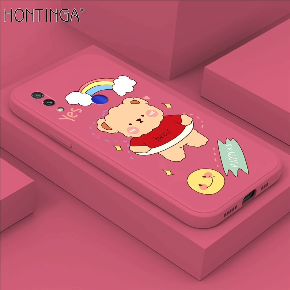 Hontinga for Redmi Note7 Case Lovely Cartoon Bear Phone Case Phone Case Soft Square Edge Silicone Cases Full Lens Cover Shockproof Protection Cover