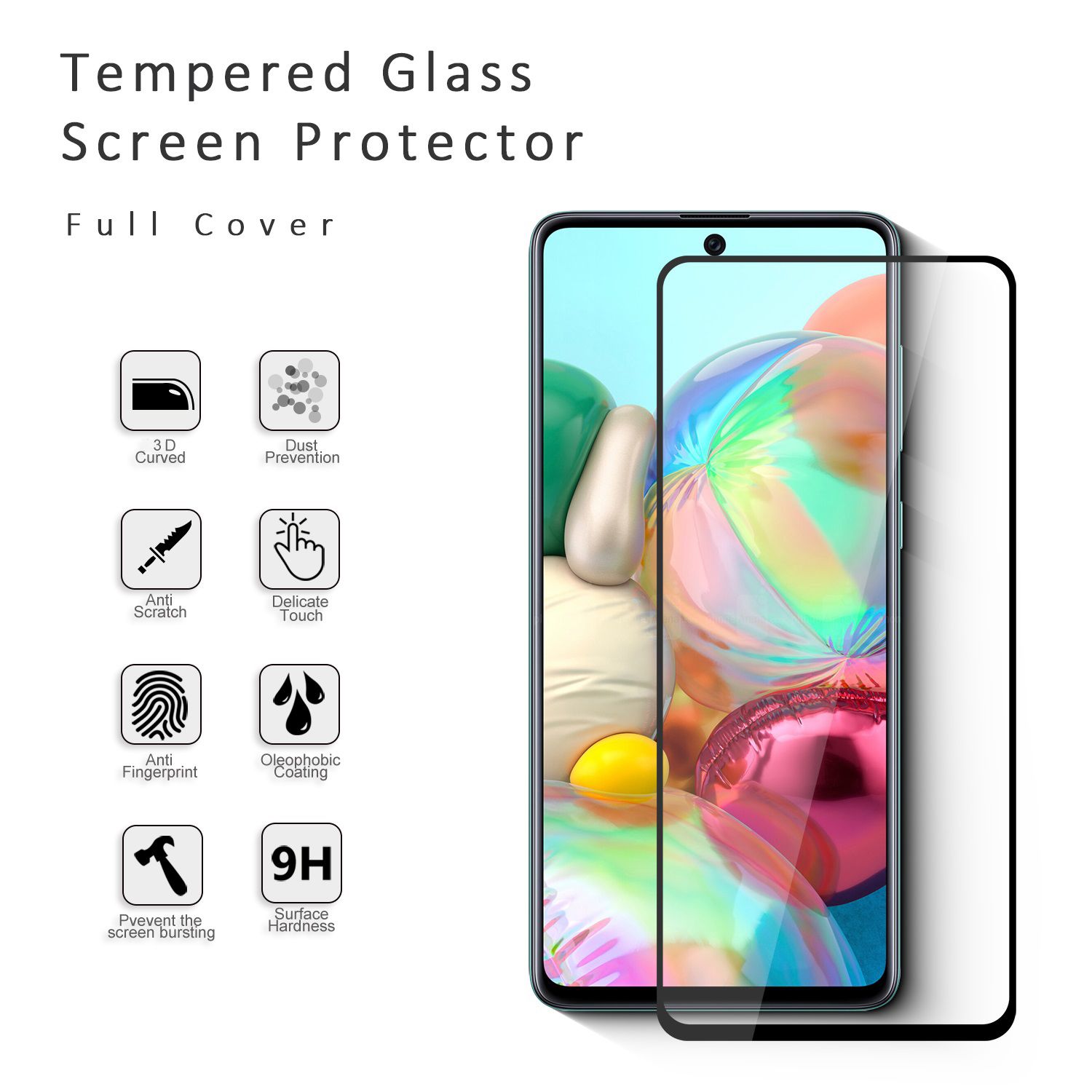 Samsung Galaxy A51 Luxury 5D/6D Full Coverage Tampered Full Glue Glass Screen Protector (Free- Wet & Dry Wipes)