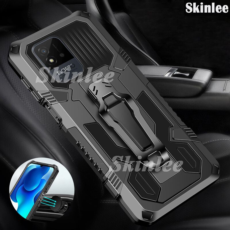 Phone Case for Realme Narzo 50i with Metal Clip Back Cover for Realme Narzo 50i Car Magnet Phone Cases