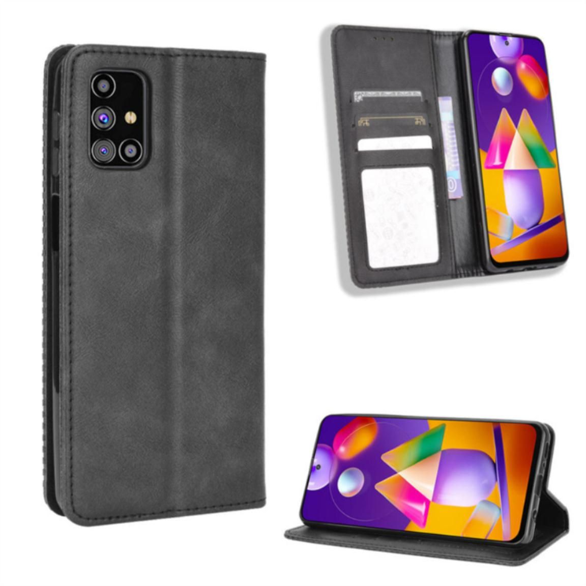 Case For Samsung Galaxy M31s Casing Retro Leather Case Card Wallet Tpu Back Cover Protective Case Magnetic Suction Cover Stand Phone Case