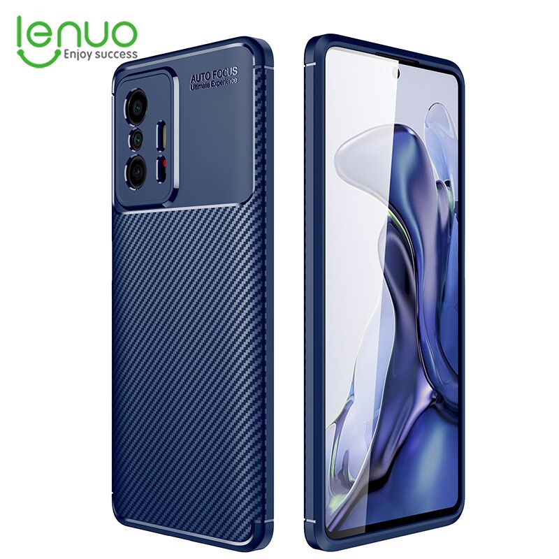 Lenuo for Xiaomi 11T / 11T Pro Case Silicone Matte Carbon Fiber Back Cover